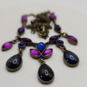 Elegant Purple and Blue‎ Teardrop Necklace